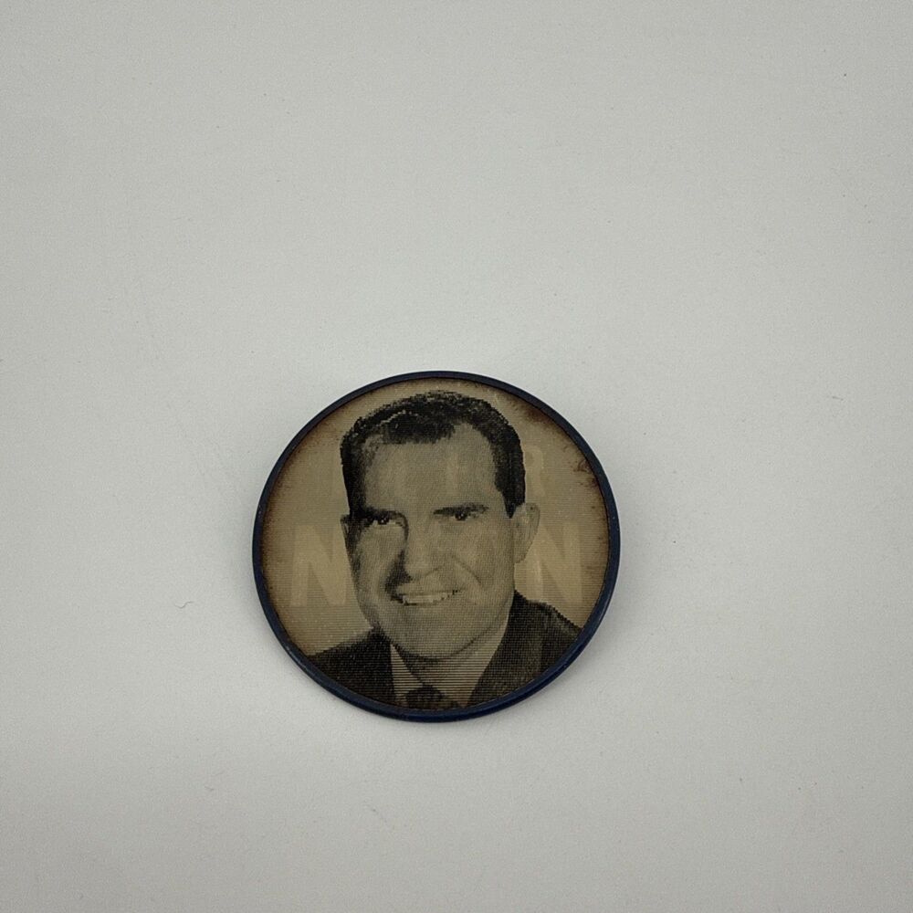 Vintage I'm For Nixon B/W Flasher Campaign Photo Button RICHARD NIXON 1960 2.5"